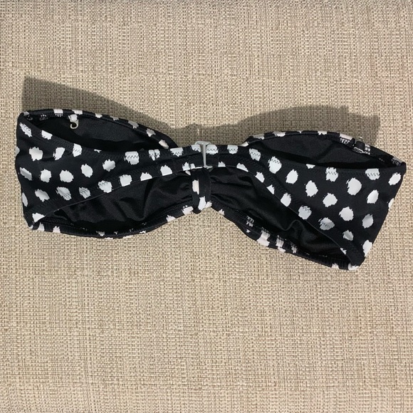 Victoria Secret Black and White Strapless Polka Dot Bikini Top Size Small - Picture 2 of 3